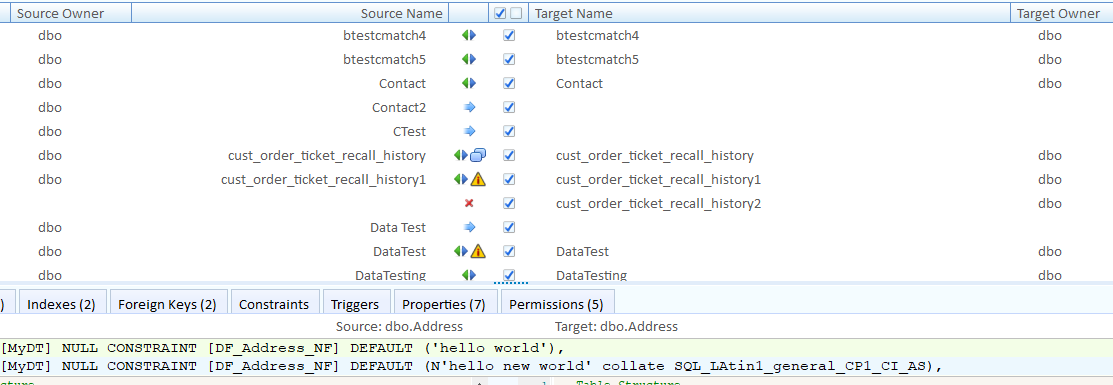 Show Schema Compare