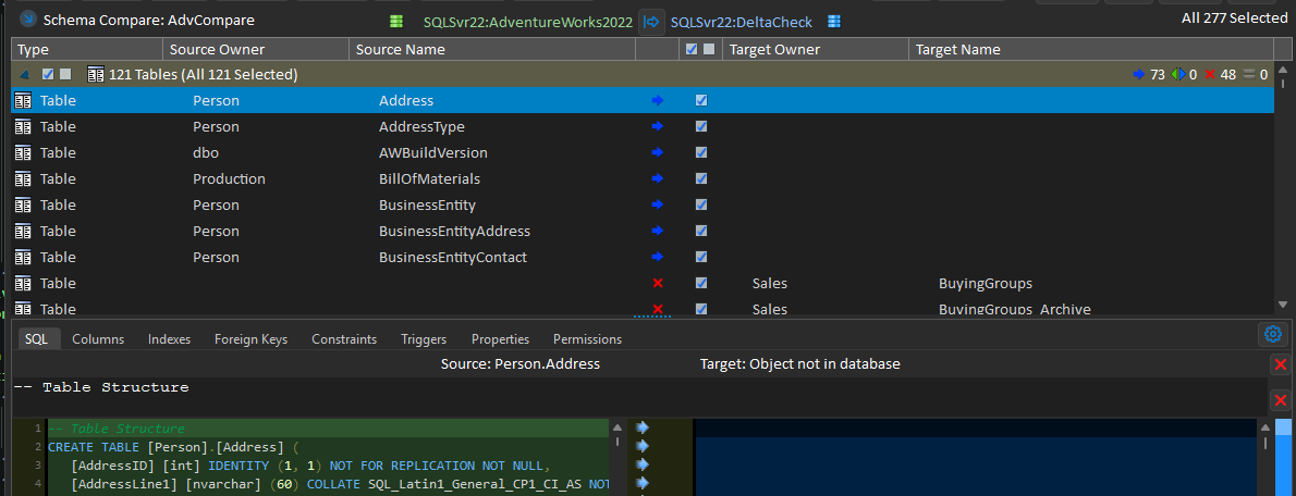 SQL Server Schema Compare