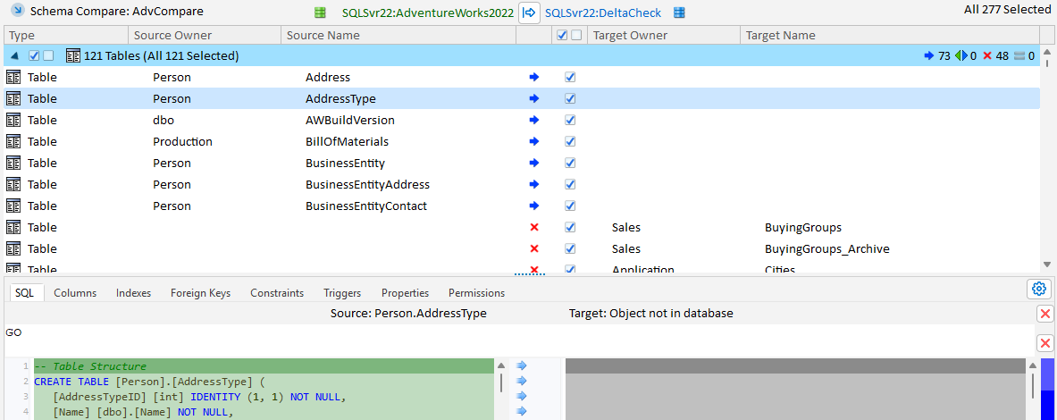 SQL Server Schema Compare
